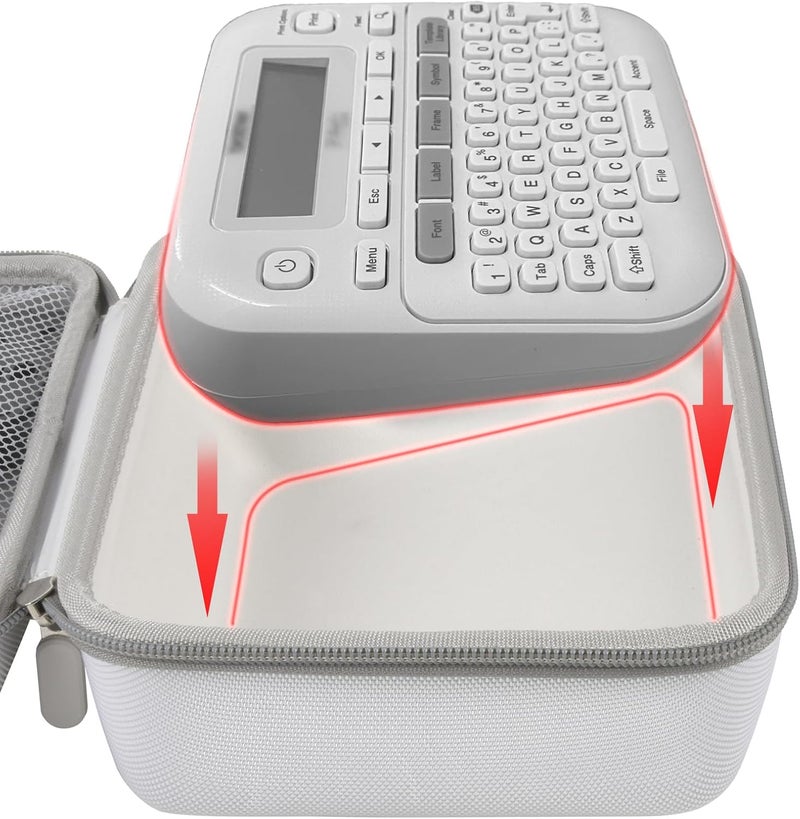 GWCASE Case Compatible with Brother P-Touch PTD220 210 Home/Office Everyday Label Maker, Storage Holder Carrying Organizer for Label Tapes, AC Adapter, Charging Cables (Box Only) - White - Image 3